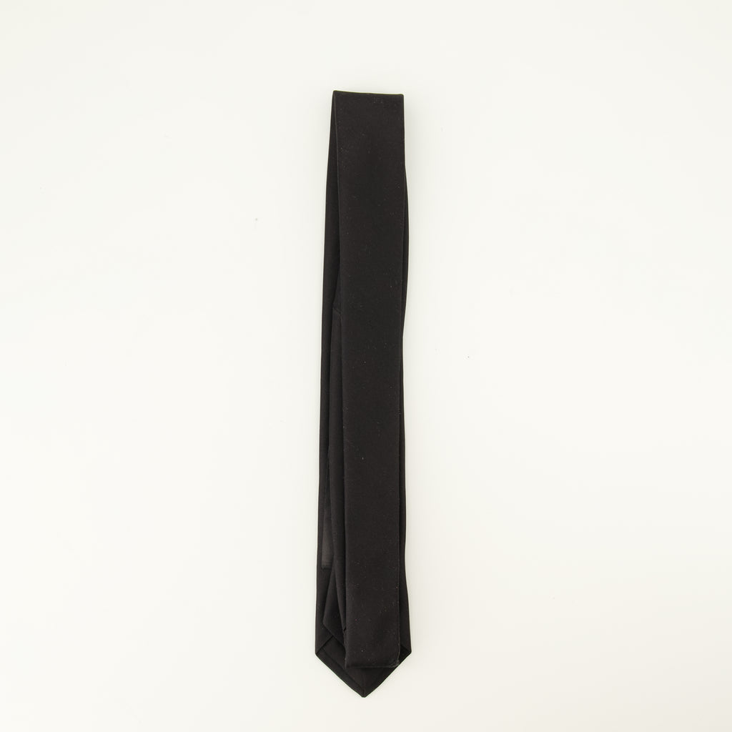 Écharpes, foulards et gants 블랙 실크 새틴 넥타이 Saint Laurent Noir Homme