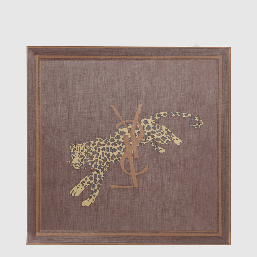 サン・ローランの女性用ブラウンウールツイルカサンドルスクエアの画像 - 2026年春夏コレクション - 後ろビュー