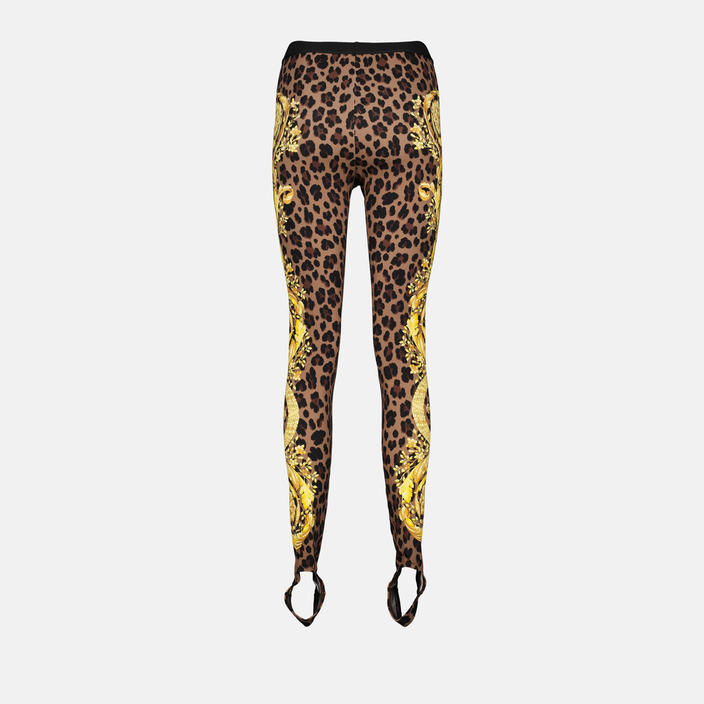 Pants Leopard Barocco Leggings Versace Brown Femme