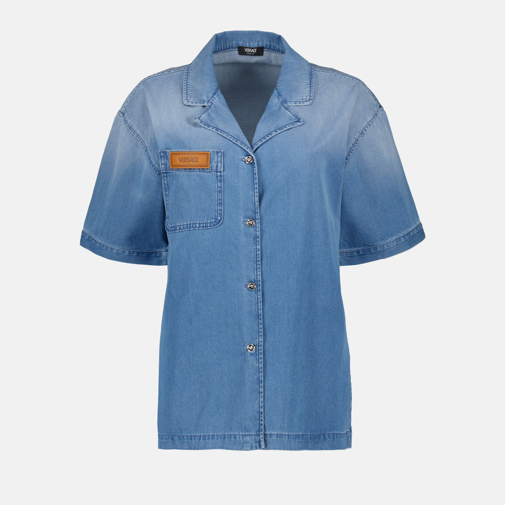 Hemden Chemise en denim Versace Blau Femme