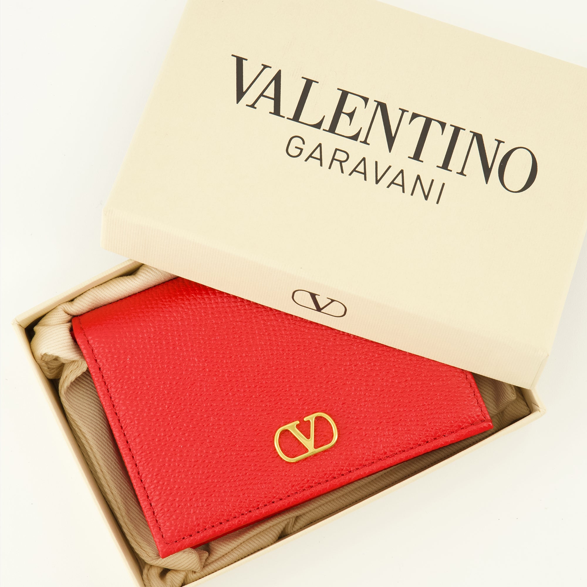 Petite maroquinerie Portefeuilles VLogo en cuir rouge Valentino Garavani Rouge Femme