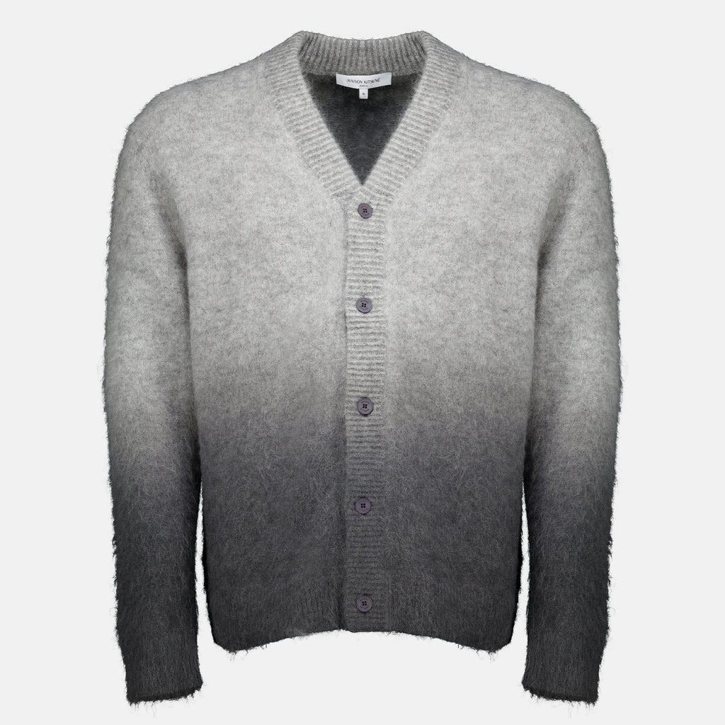 Maille Cardigan effet délavé gris Maison Kitsune Gris Homme