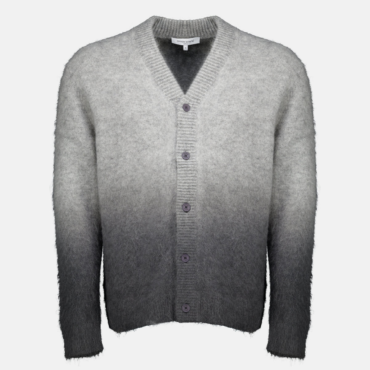 Maille Cardigan effet délavé gris Maison Kitsune Gris Homme