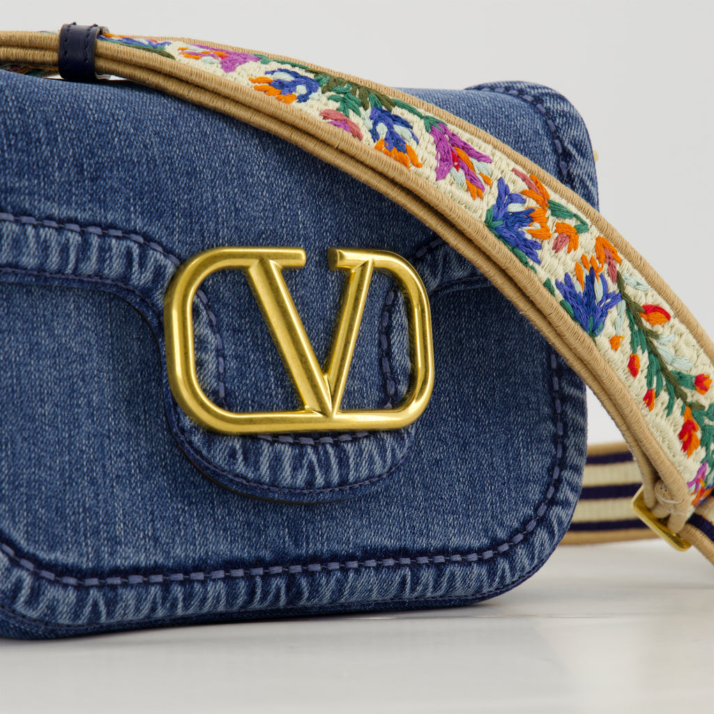 Sacs à main et épaule Sac VLogo en denim Valentino Garavani Bleu foncé Femme