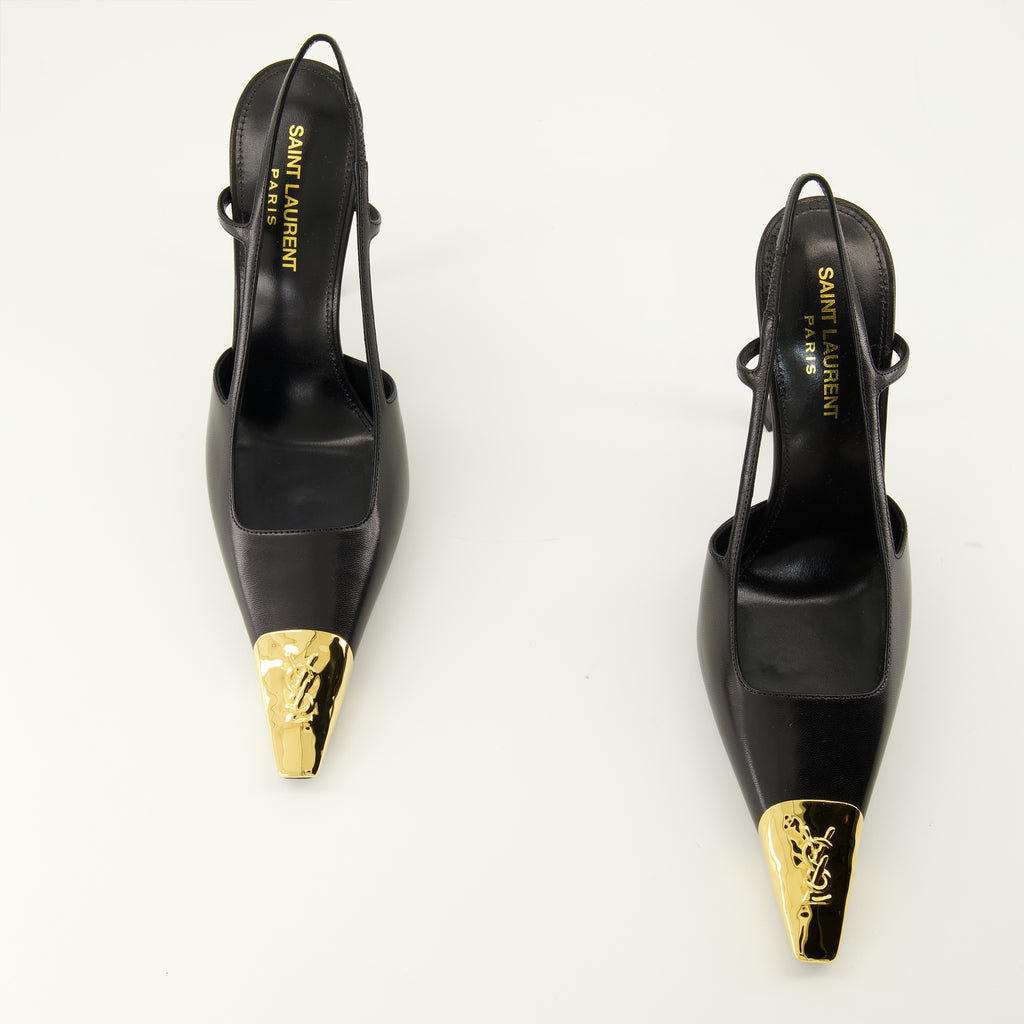 Escarpins ジャンヌ スリングバッグ ブラックレザー Saint Laurent Noir Femme
