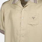 Shirts Silk Shirt Prada Beige Homme