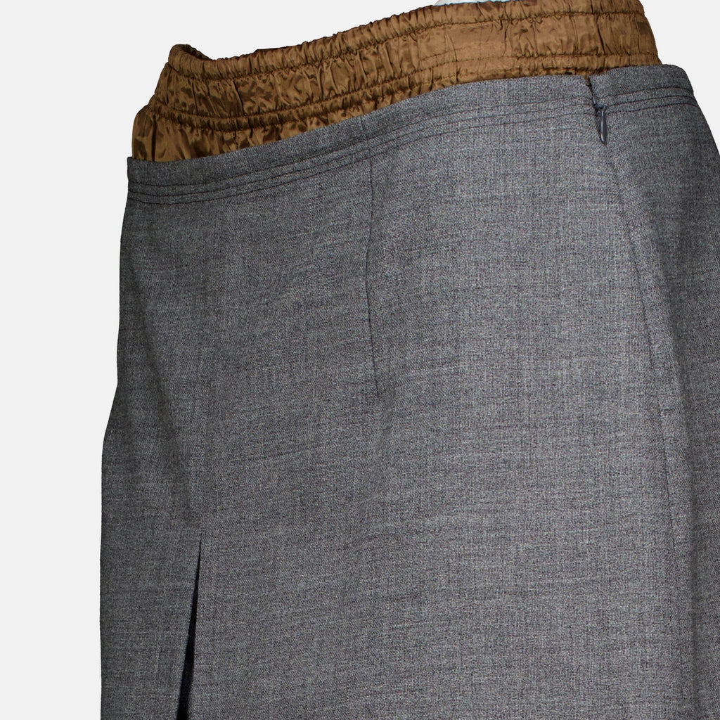 Jupes Falda Midi de Lana Gris Prada Gris Femme