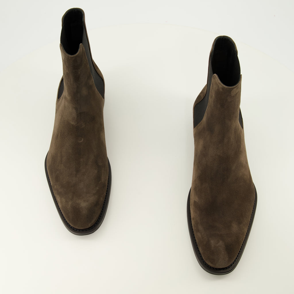 Bottes et bottines Bottines Aurelien Chelsea en suède marron Saint Laurent Marron Homme