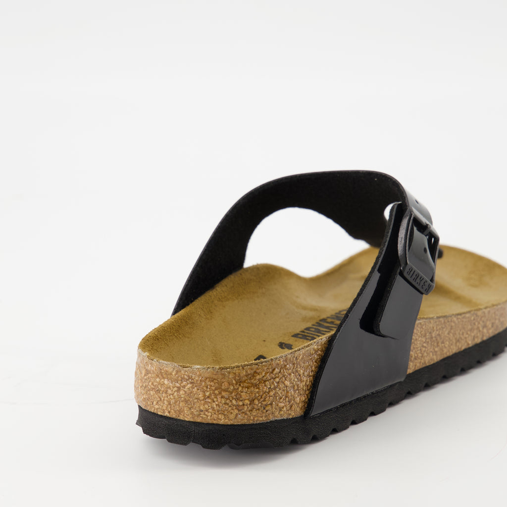 Open shoes Patented Leather Flip-Flops Birkenstock Black Femme