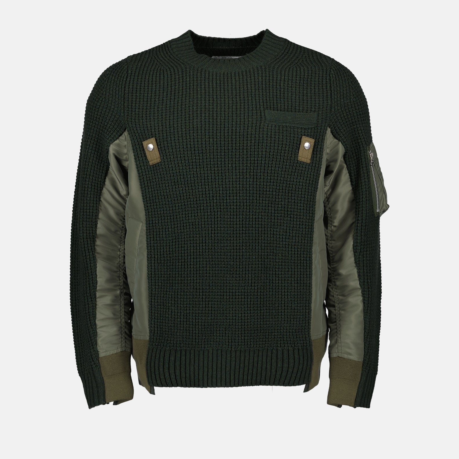 Maglieria Maglione bi-materiale Sacai Verde Homme