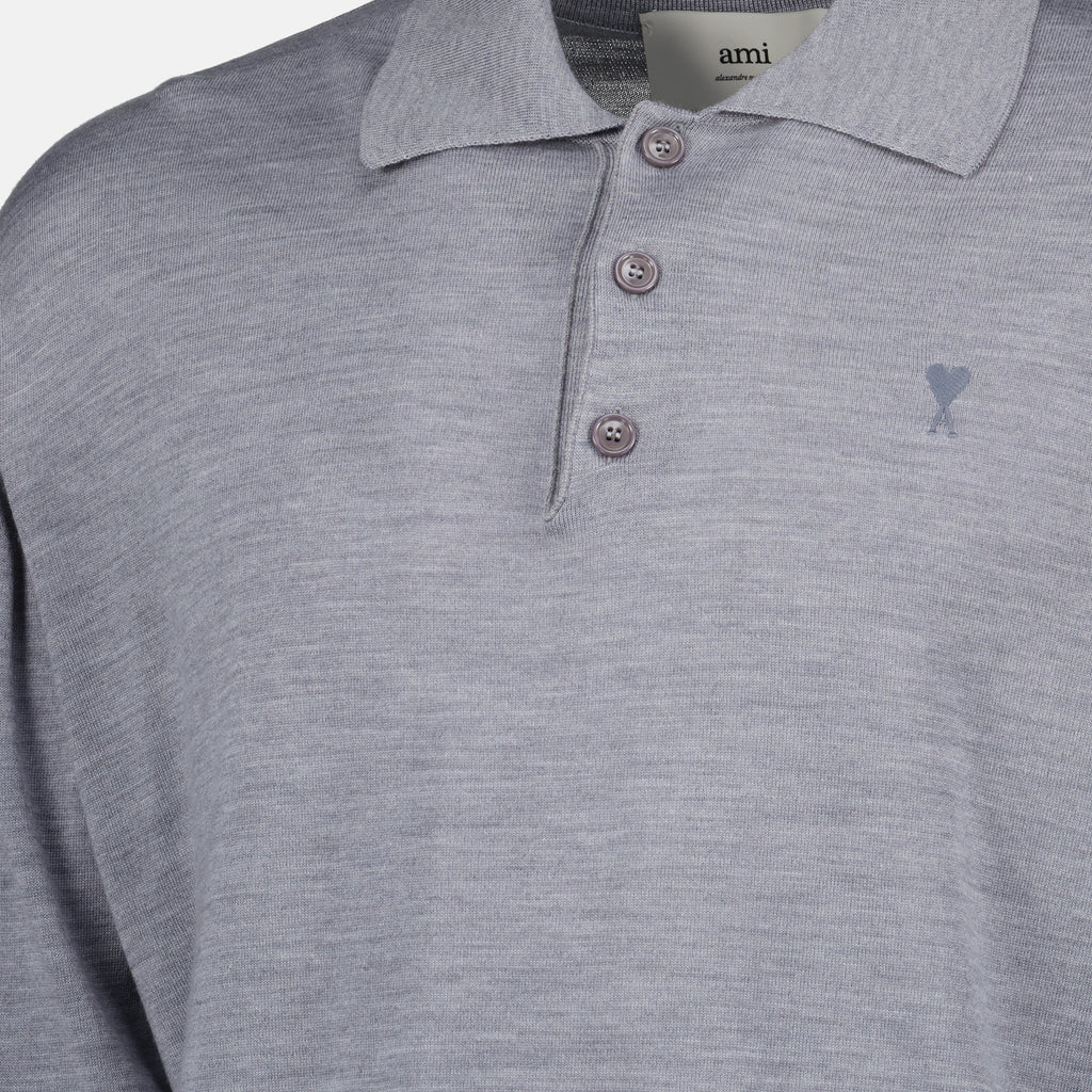 Image of the Ami heart polo shirt by the brand Ami PARIS for Men - Fall-Winter 2025 - Detailed View_1