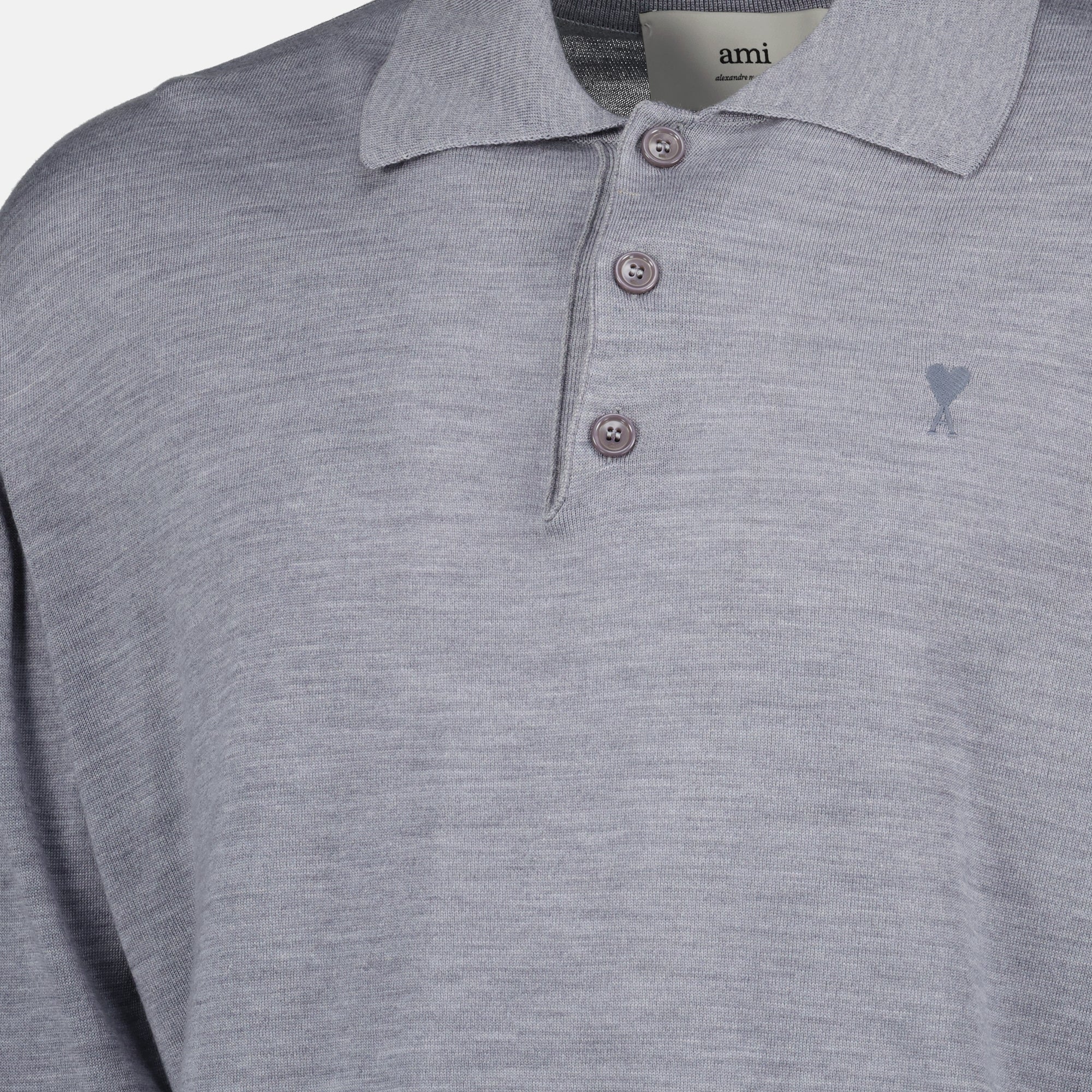 Image of the Ami heart polo shirt by the brand Ami PARIS for Men - Fall-Winter 2025 - Detailed View_1