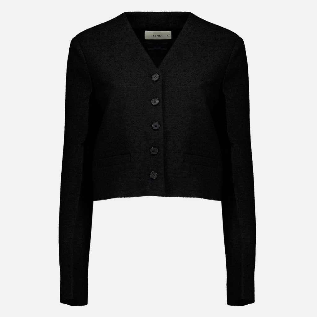 Vestes 부클 울 재킷 Fendi Noir Femme