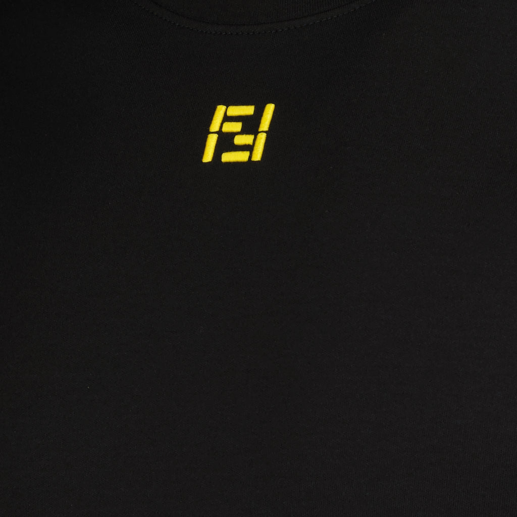 T-shirts Black Cotton FF T-Shirt Fendi Noir Homme