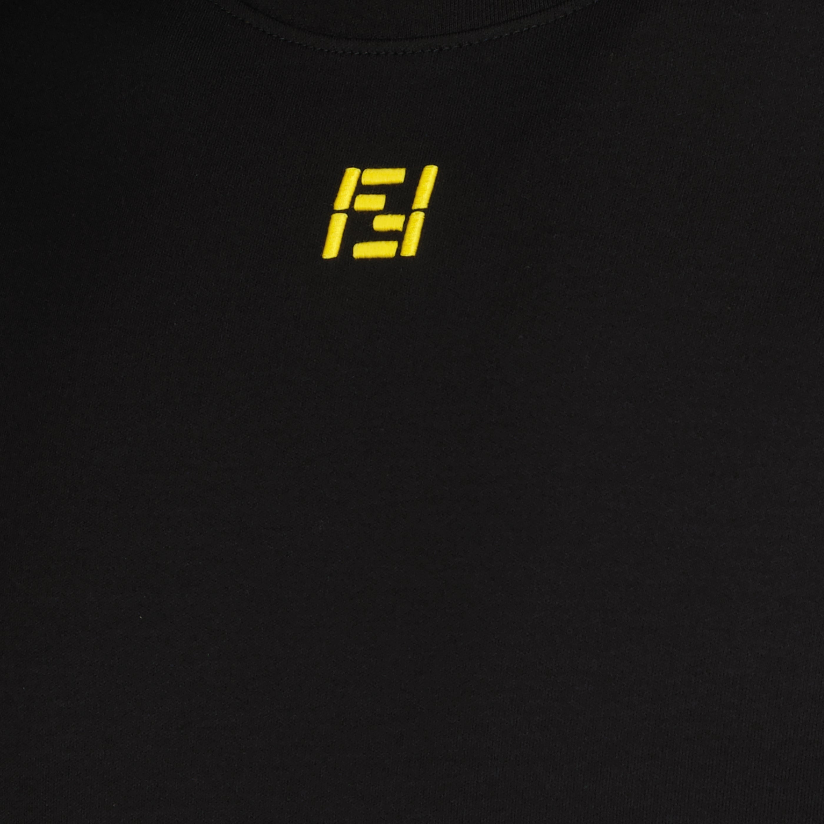 T-shirts T-shirt FF en coton noir Fendi Noir Homme