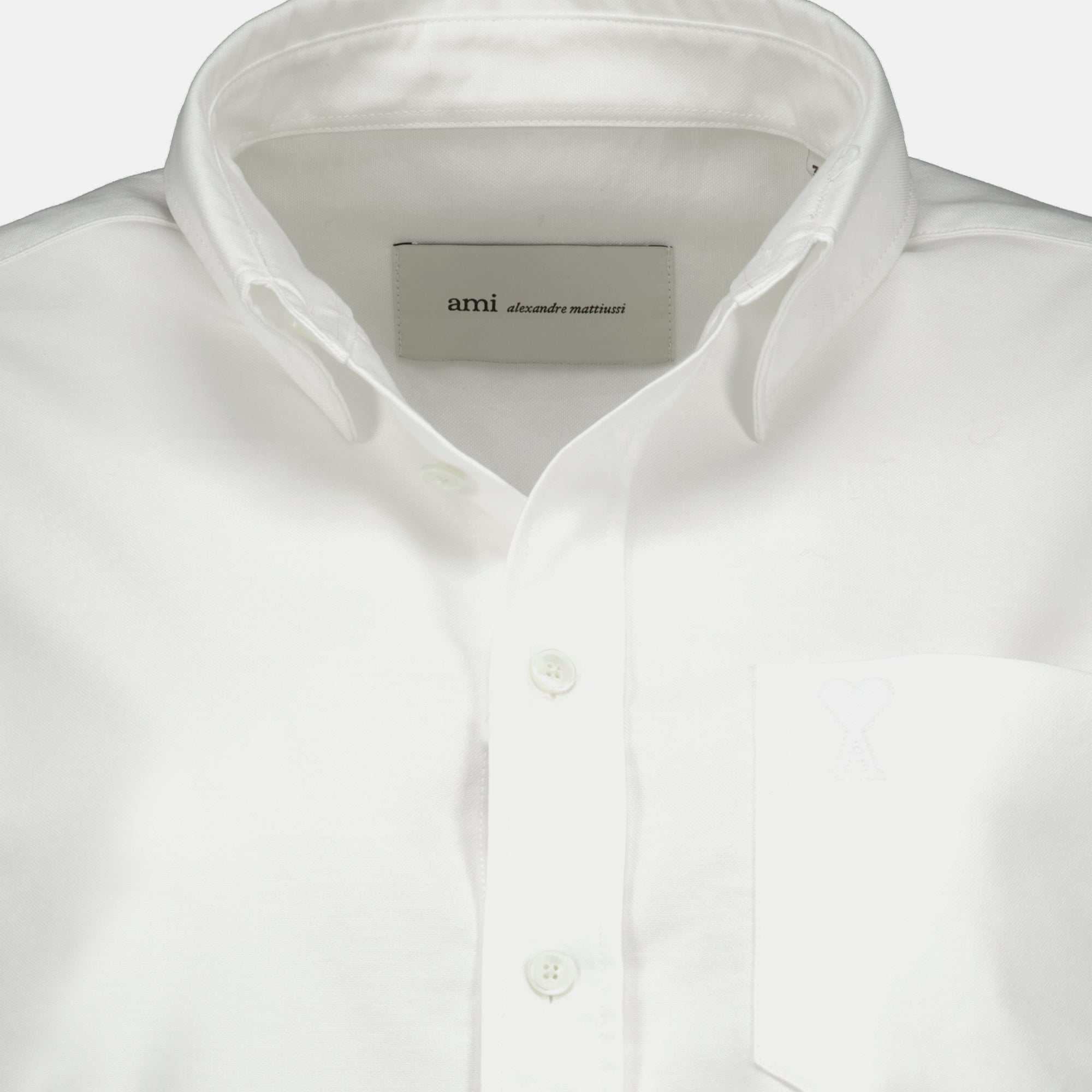 Chemises Camicia Corta Bianca in Cotone Ami PARIS Blanc Femme