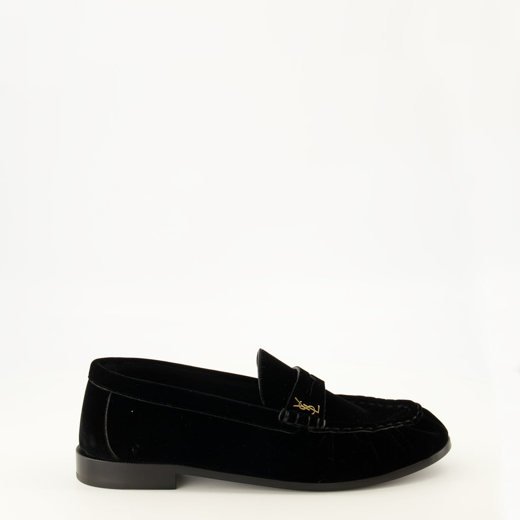 Mocassins Schwarzer Samt Supple Loafer Saint Laurent Noir Homme