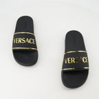 Offene schuhe Claquettes à logo Versace Schwarz Homme