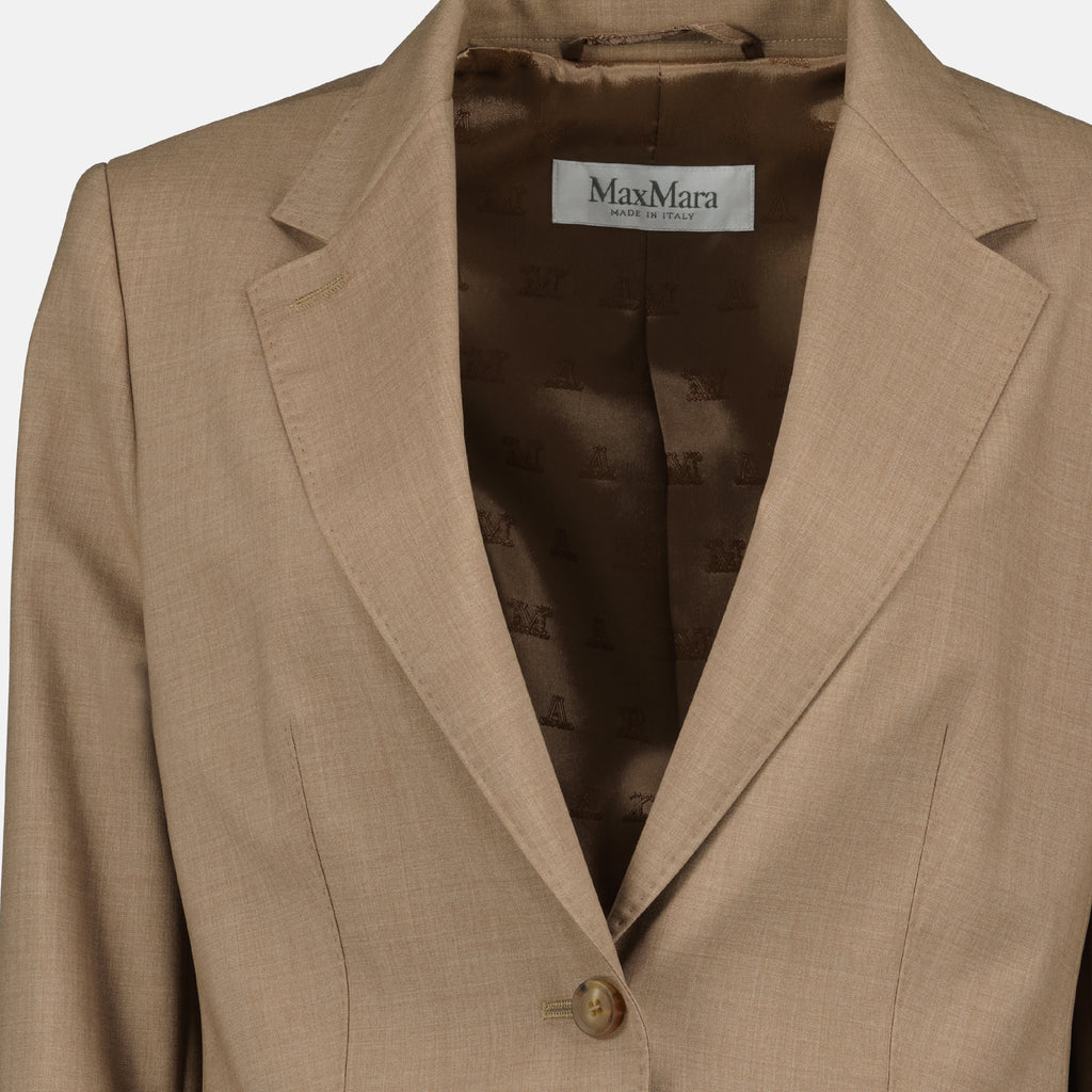 Imagen del blazer de lana marrón de la marca Max Mara para mujer - Temporada Primavera-Verano 2026 - Vista Detallada_1