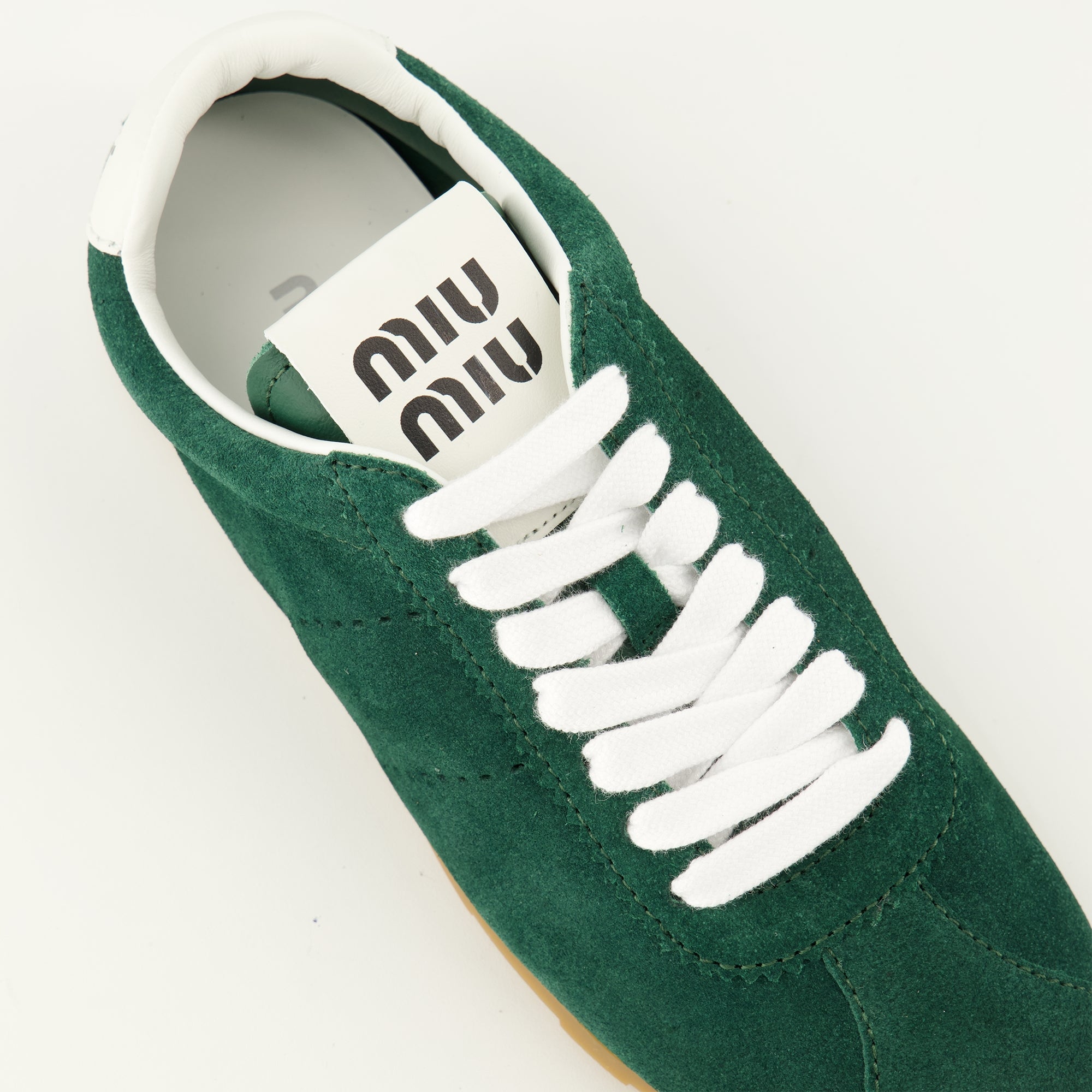 Baskets Baskets Plume en suède vert Miu Miu Vert Femme