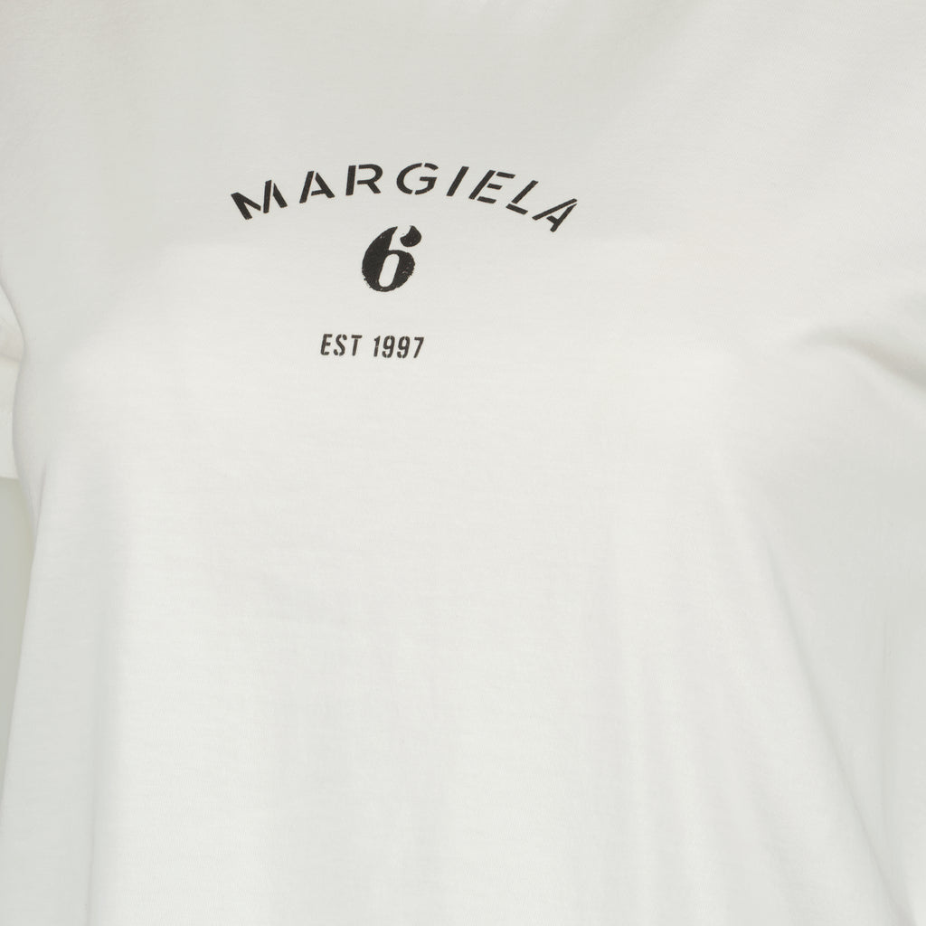 T-shirts T-shirt in Cotone Bianco con Logo Mm6 Blanc Femme