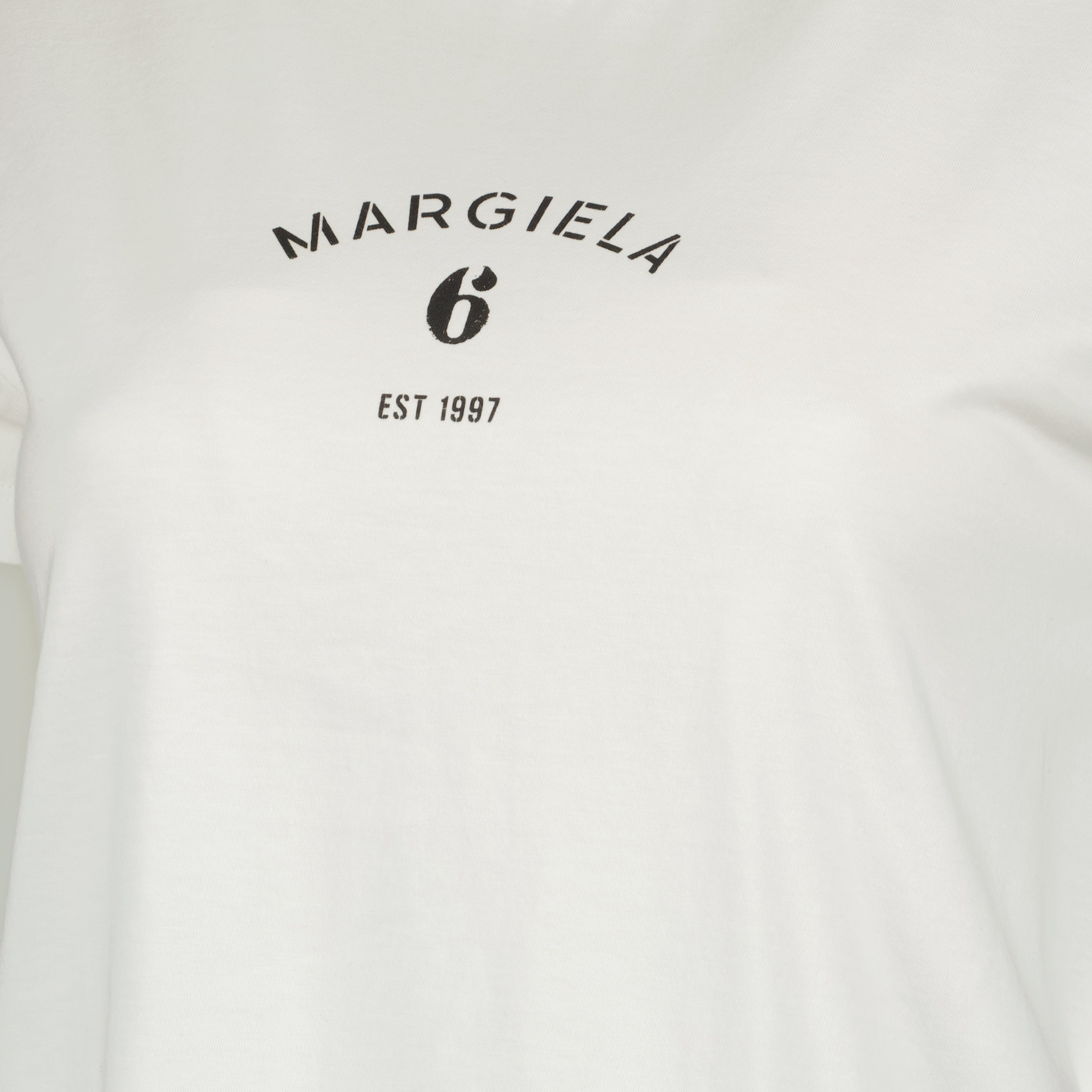 T-shirts T-shirt in Cotone Bianco con Logo Mm6 Blanc Femme