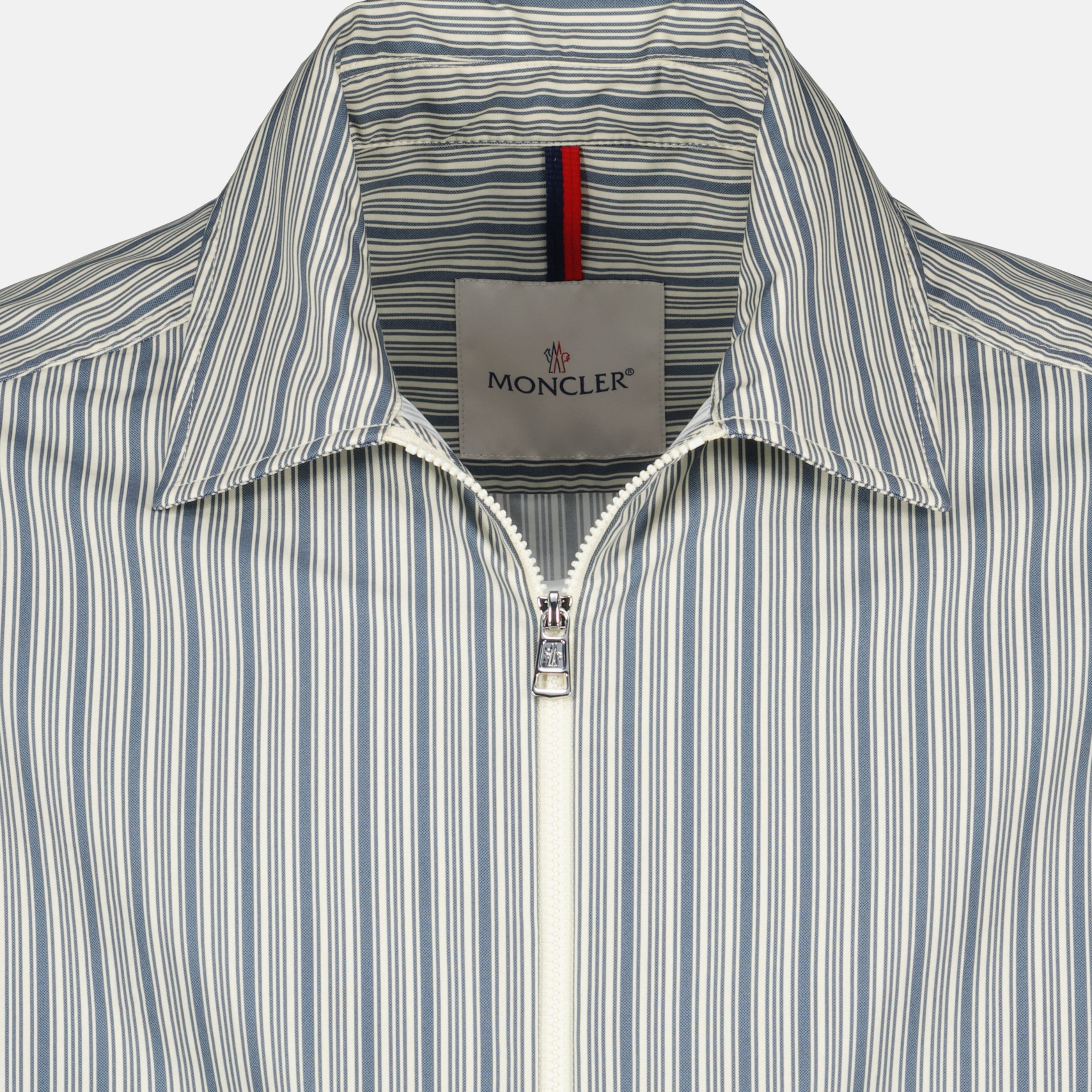 Vestes Veste Havas en popeline rayée Moncler Bleu Homme