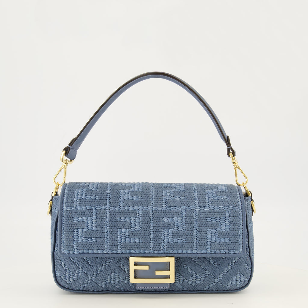 Sacs à main et épaule Blue Raffia Effect Baguette Bag Fendi Bleu Femme