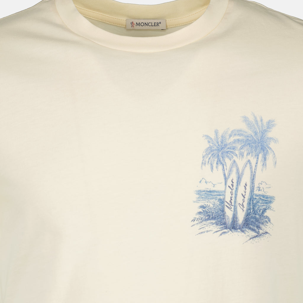T-shirts T-Shirt Beige Stampato Moncler Beige Homme