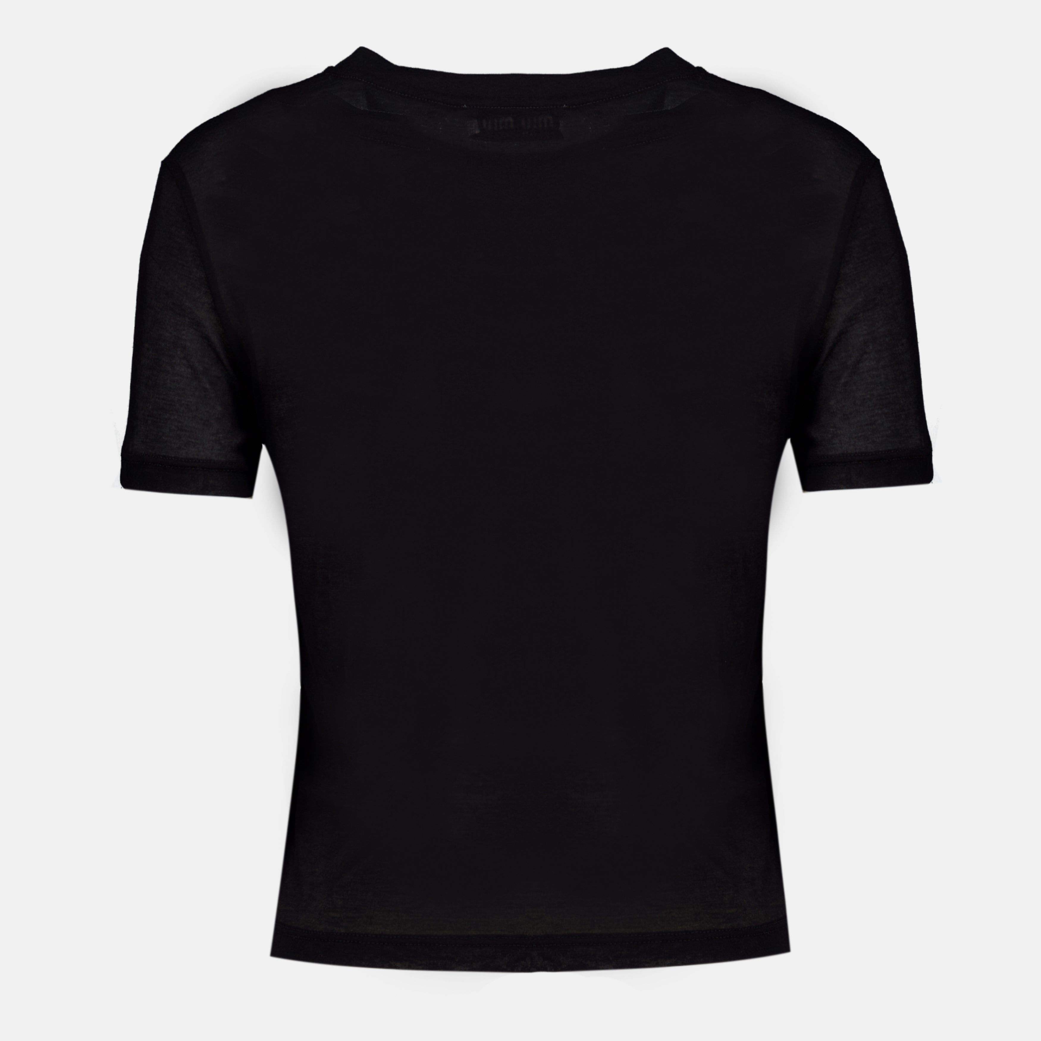 T-shirts Schwarzes geripptes Jersey-T-Shirt Miu Miu Noir Femme