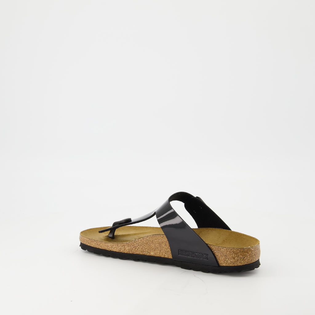 Open shoes Patented Leather Flip-Flops Birkenstock Black Femme