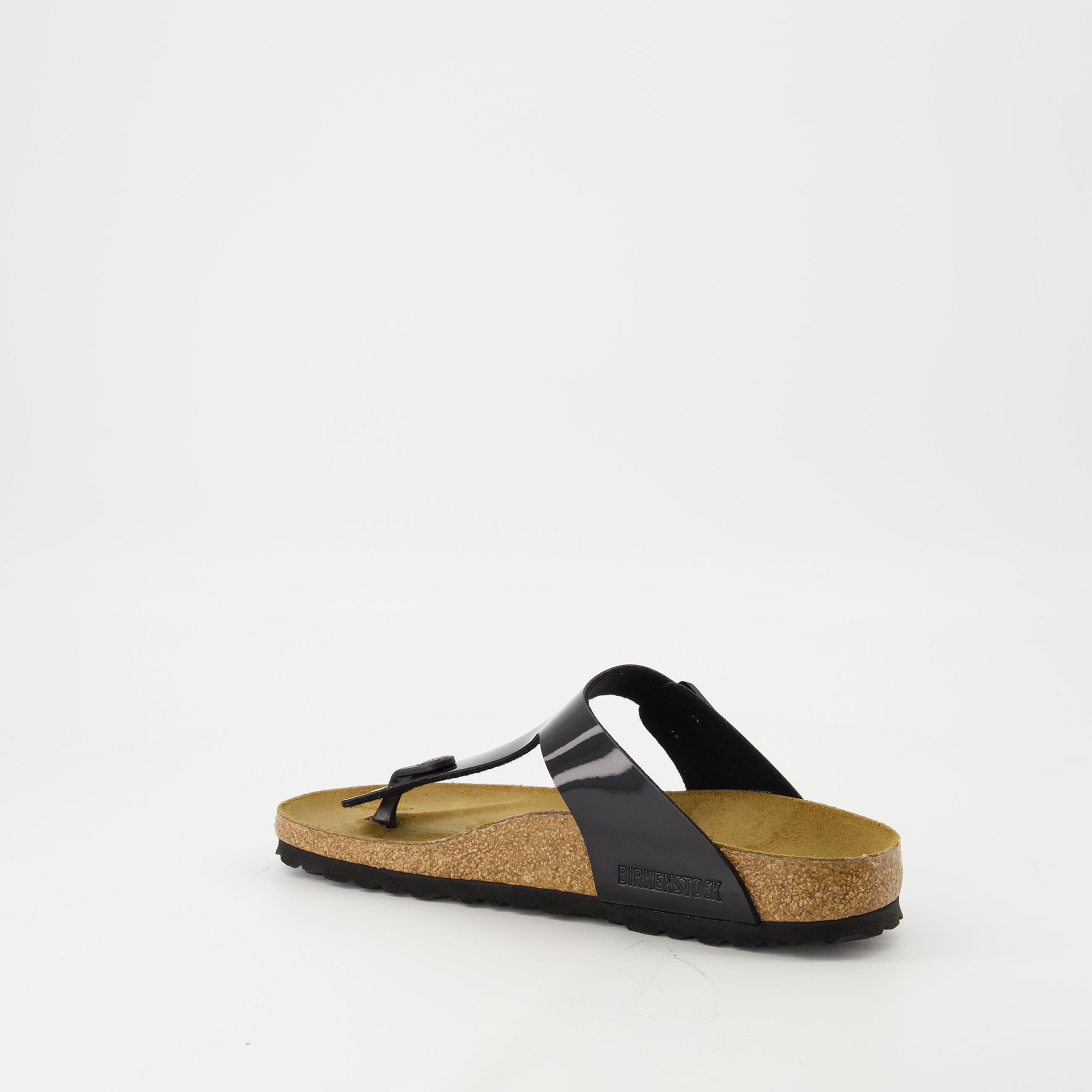 Chaussures ouvertes Tongs en cuir verni Birkenstock Noir Femme