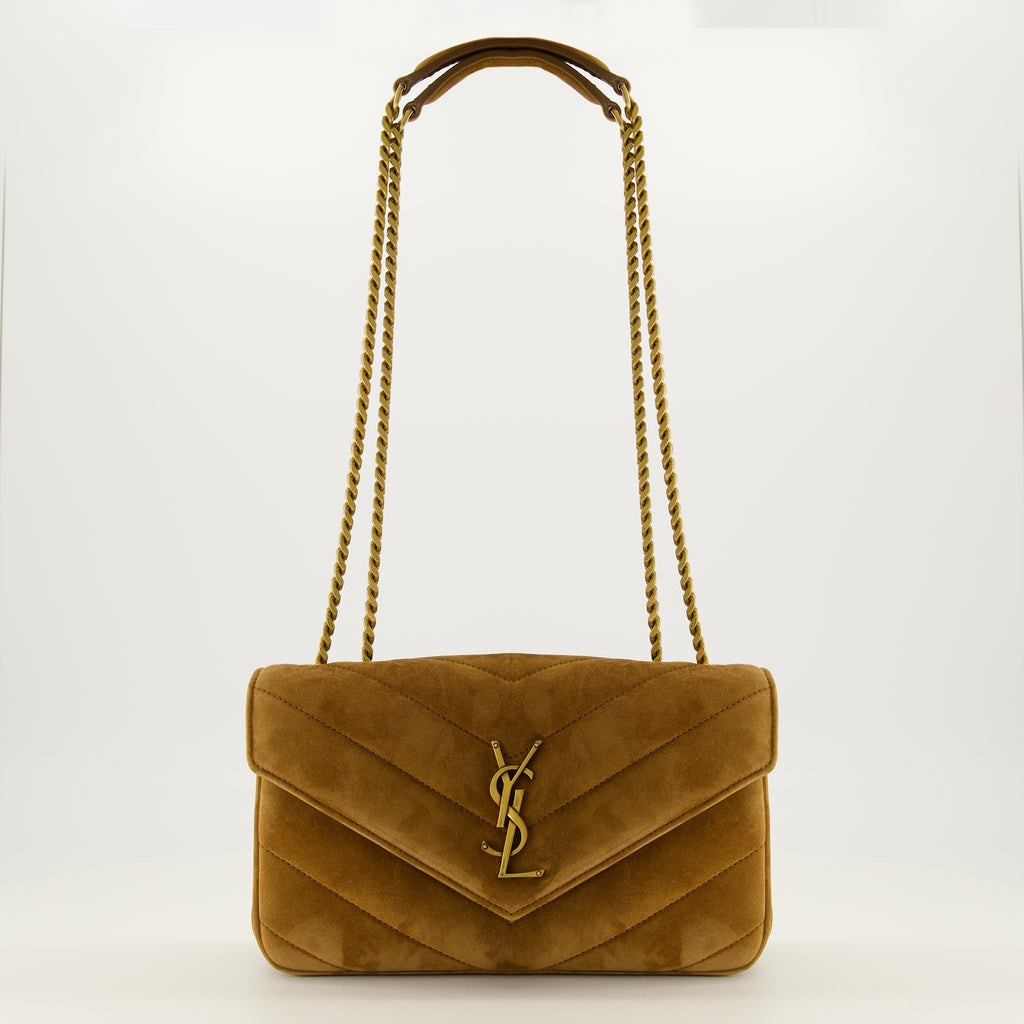 Sacs à main et épaule 베이지 스웨이드로 만든 룰루 스몰 백 Saint Laurent Marron Femme