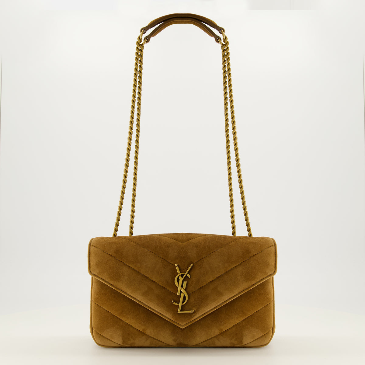 Sacs à main et épaule Sac Loulou small en suède beige Saint Laurent Marron Femme