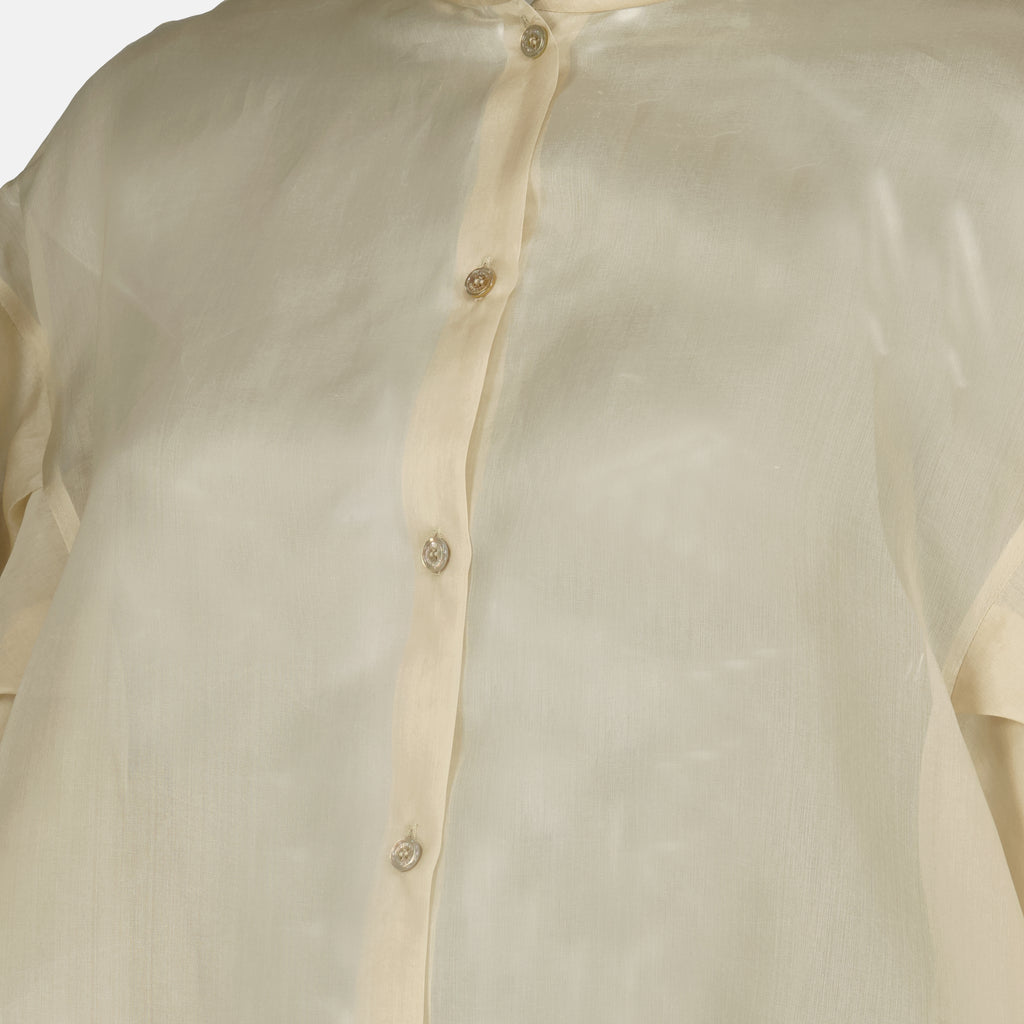 Image de l'article Chemise beige en organza de soie de la marque Max Mara pour Femme - Saison Printemps-Été 2026 - Vue détaillée_2