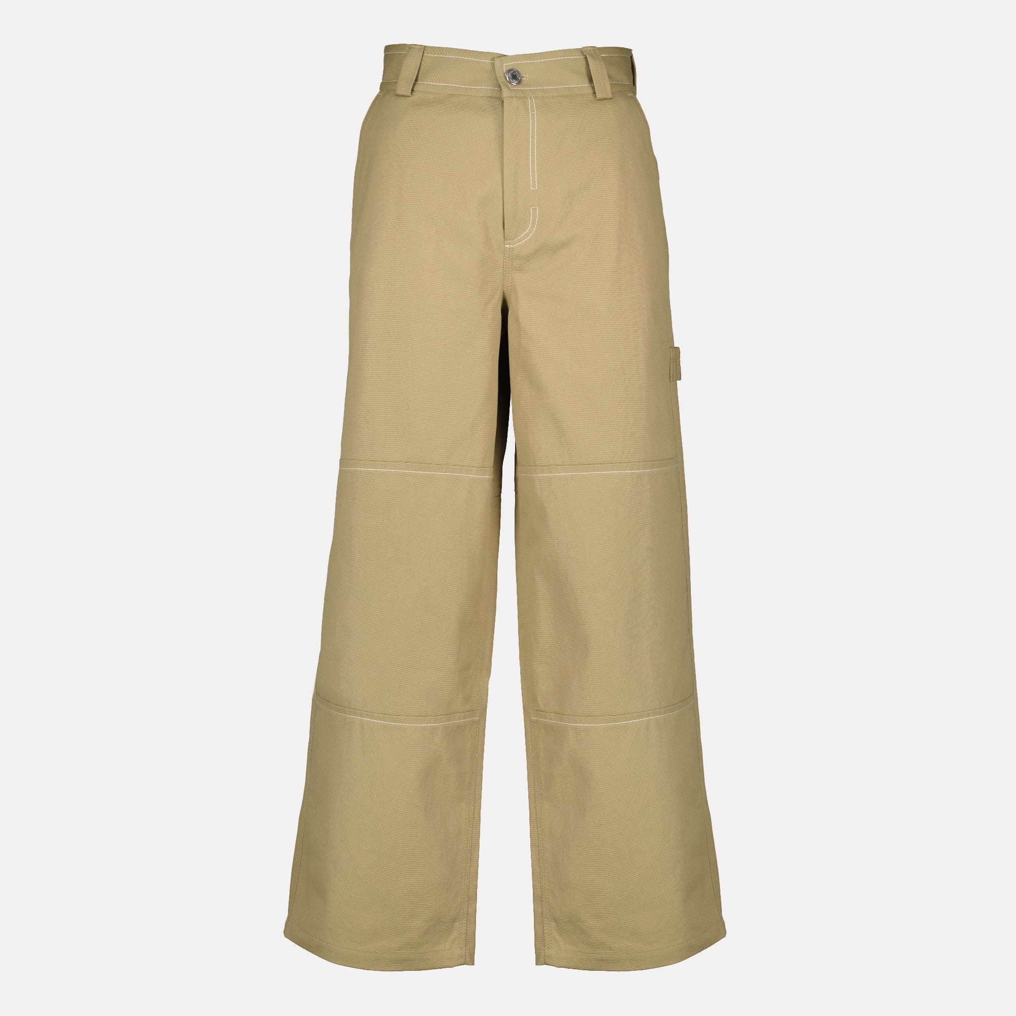 Image of the beige worker wide-leg pants from the brand Ami PARIS for Men - Spring-Summer 2026 - Front View