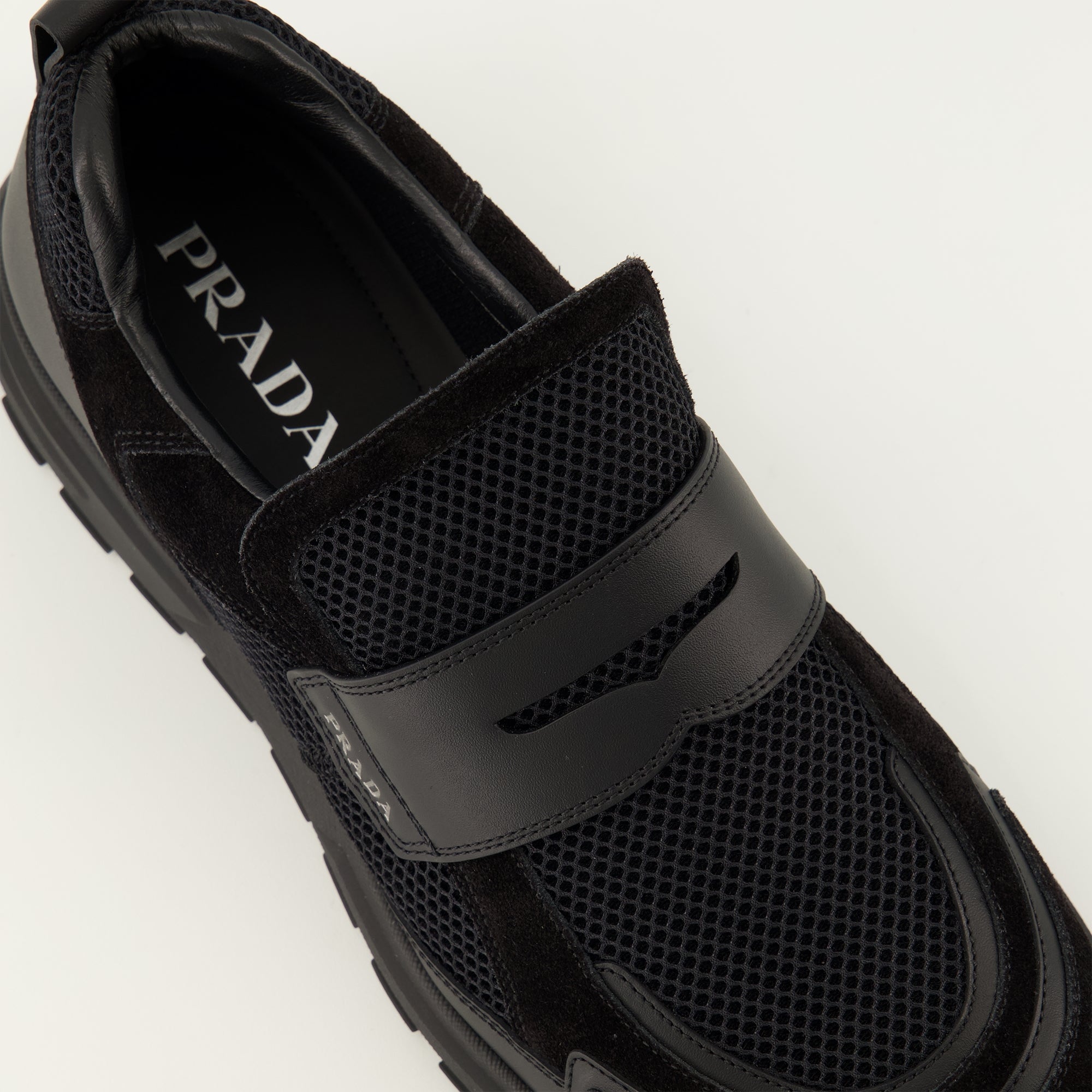 Baskets Sapatilhas Prax em Malha Preta Prada Noir Homme