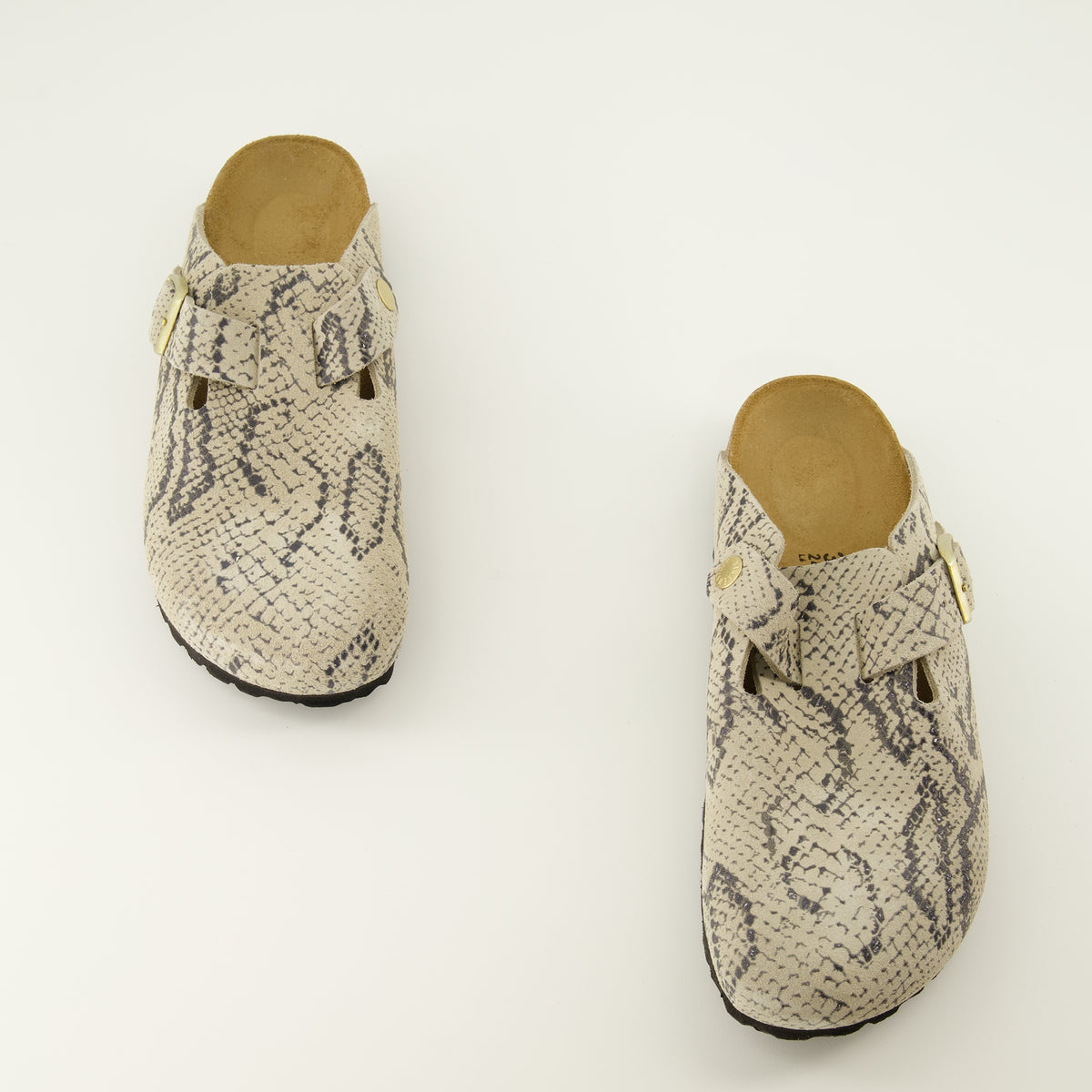 Chaussures ouvertes Boston Mules with Snake Print Birkenstock Beige Femme