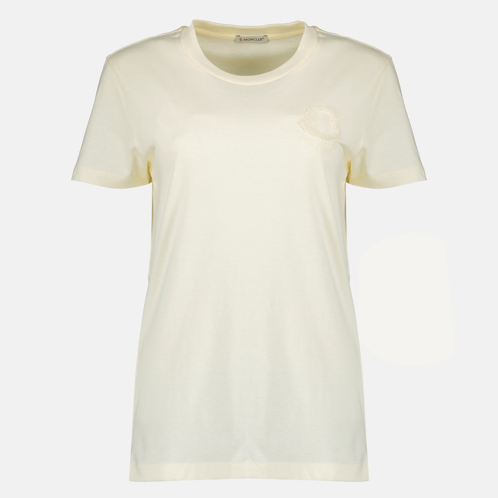 T-shirts 자수 로고가 있는 화이트 면 티셔츠 Moncler Blanc Femme