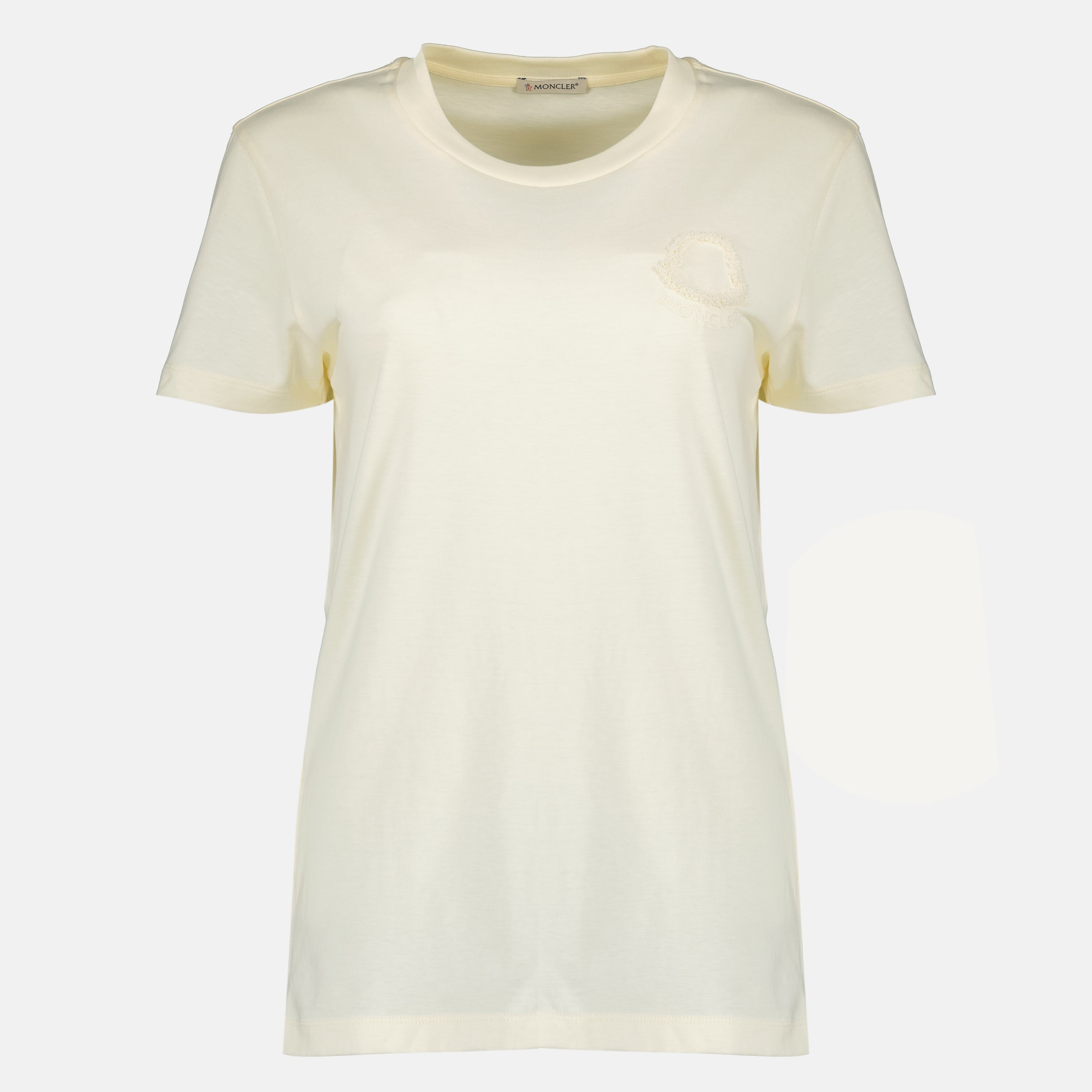 T-shirts T-shirt en coton à logo brodé blanc Moncler Blanc Femme