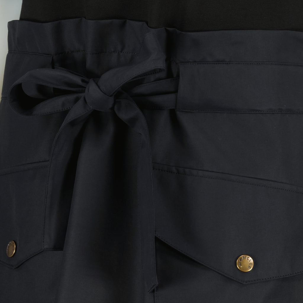 Robes Mini abito in cotone nero con cintura Moncler Noir Femme