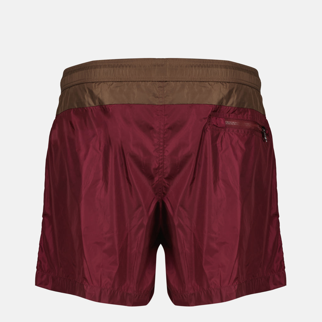Image of the Moncler Men's Bordeaux Nylon Swim Shorts - Spring-Summer 2026 - Back View
