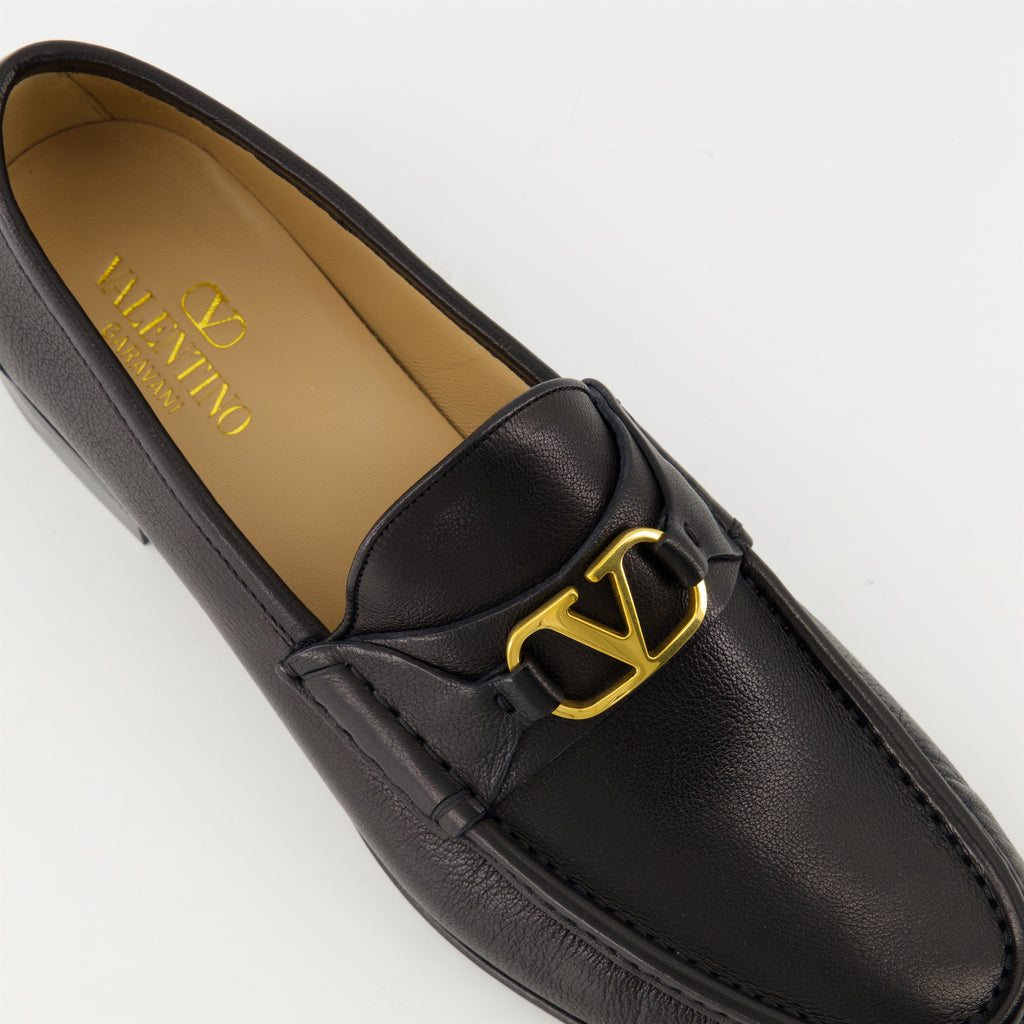 Mocassins VLogo ブラックナッパレザーモカシン Valentino Garavani Noir Homme
