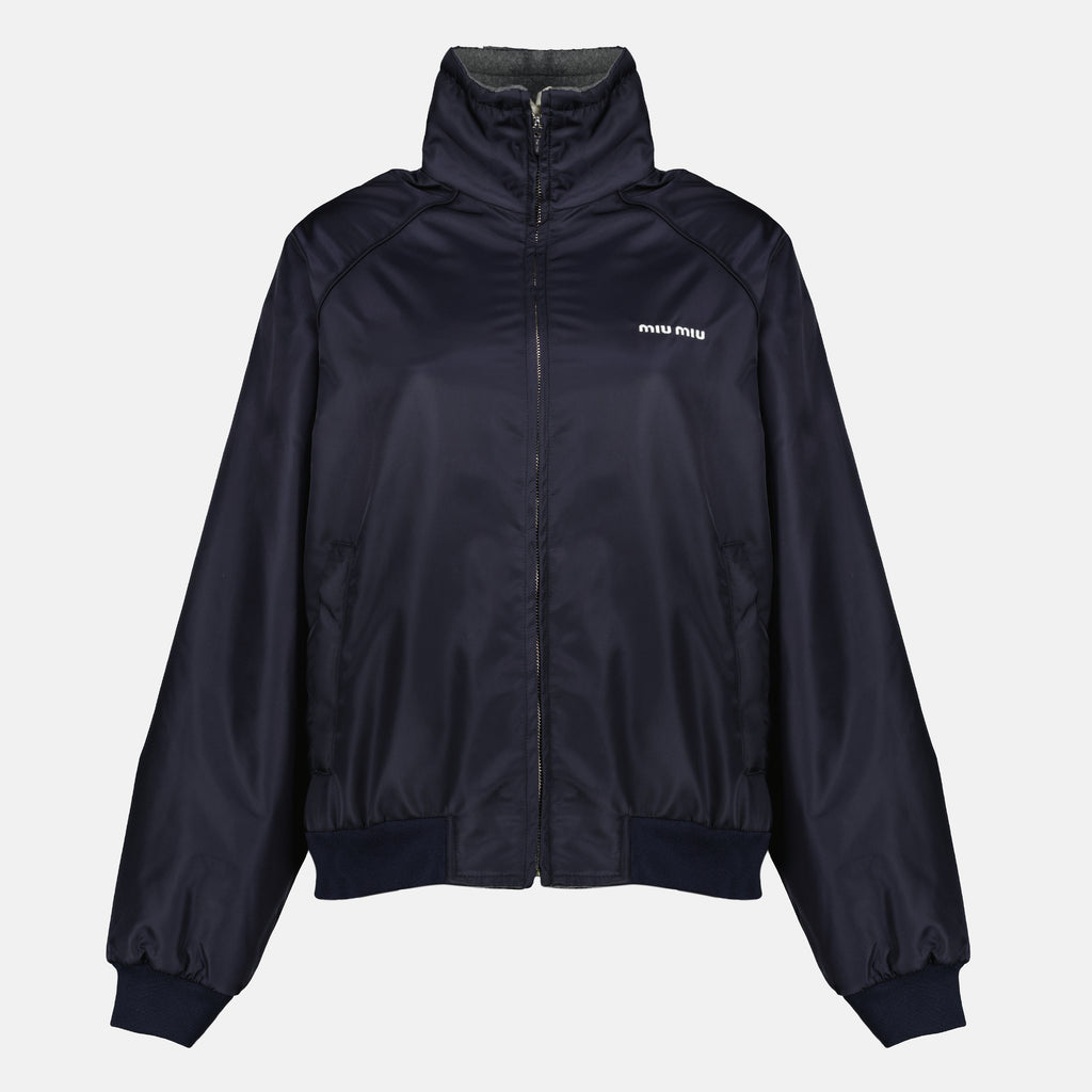 Vestes Blouson réversible bleu et gris Miu Miu Bleu foncé Femme