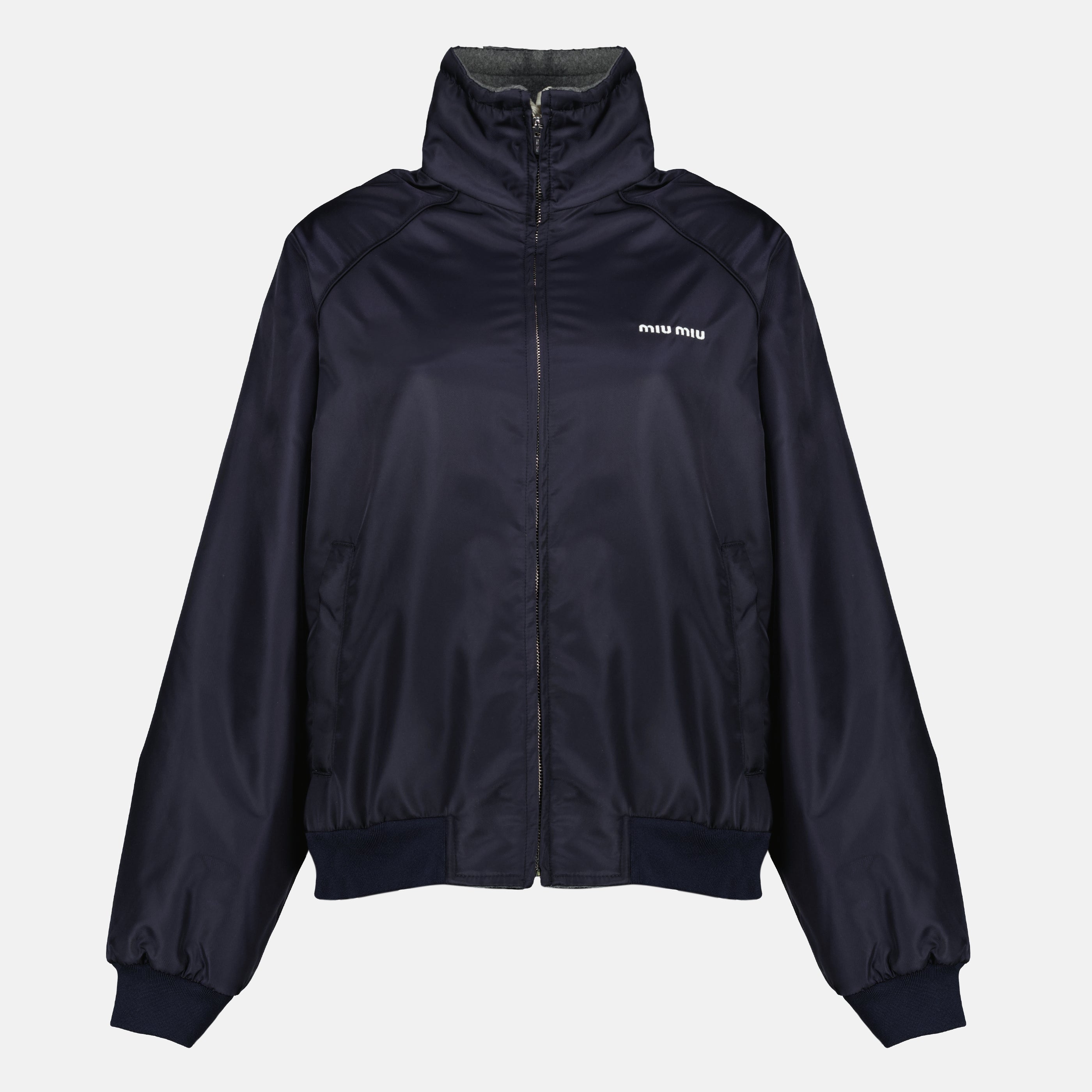 Vestes Blouson réversible bleu et gris Miu Miu Bleu foncé Femme