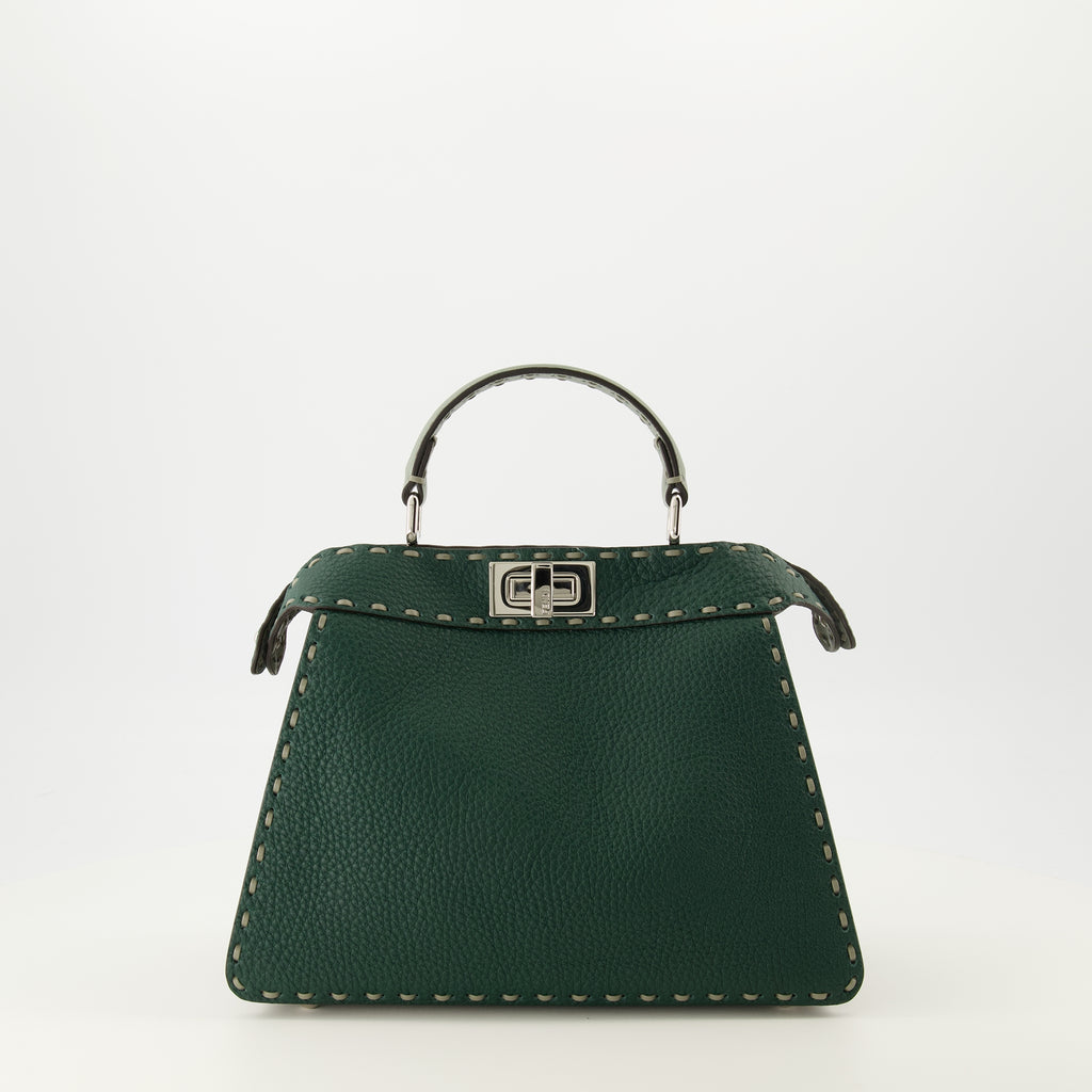 Image of the Fendi PeekabooISeeU small dark green bag for Women - Autumn-Winter 2025 - Front View