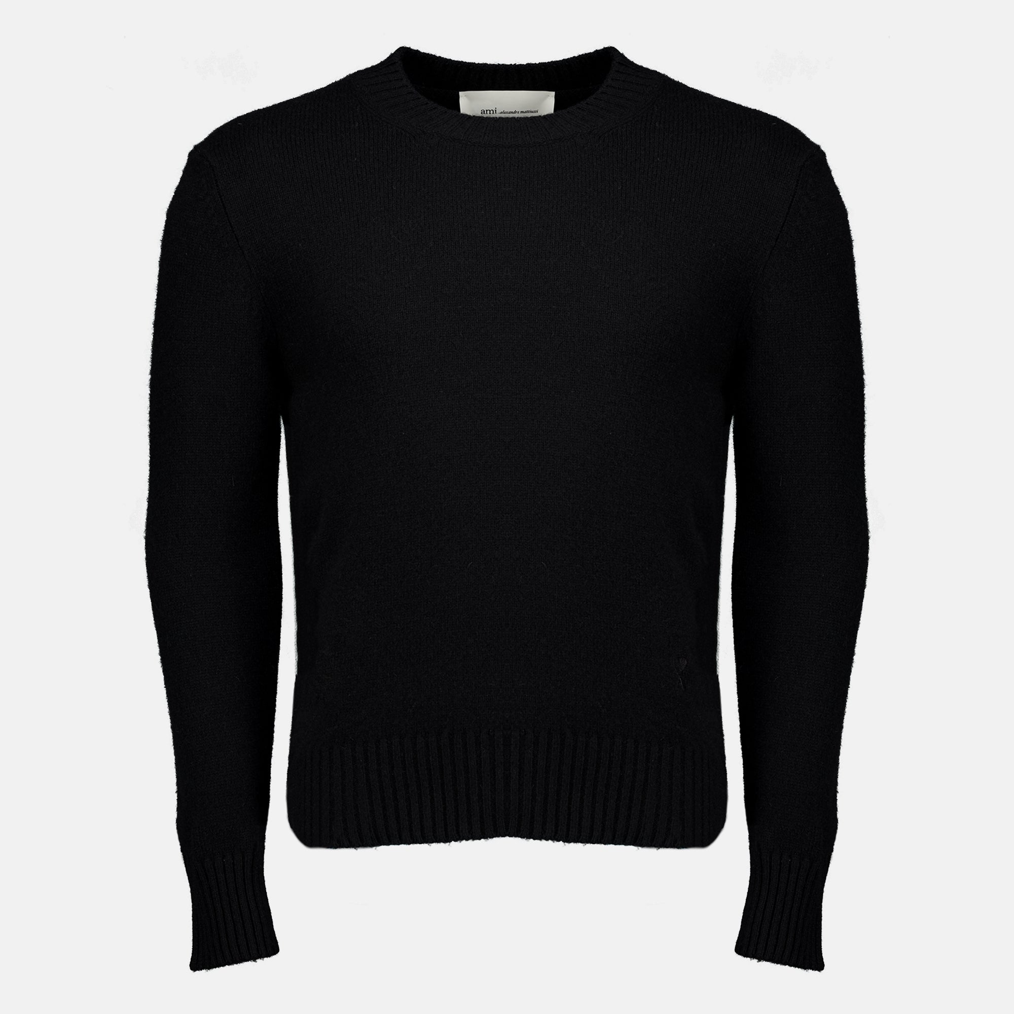 Maille AMI schwarzer Herz Cashmere Pullover Ami PARIS Noir Homme