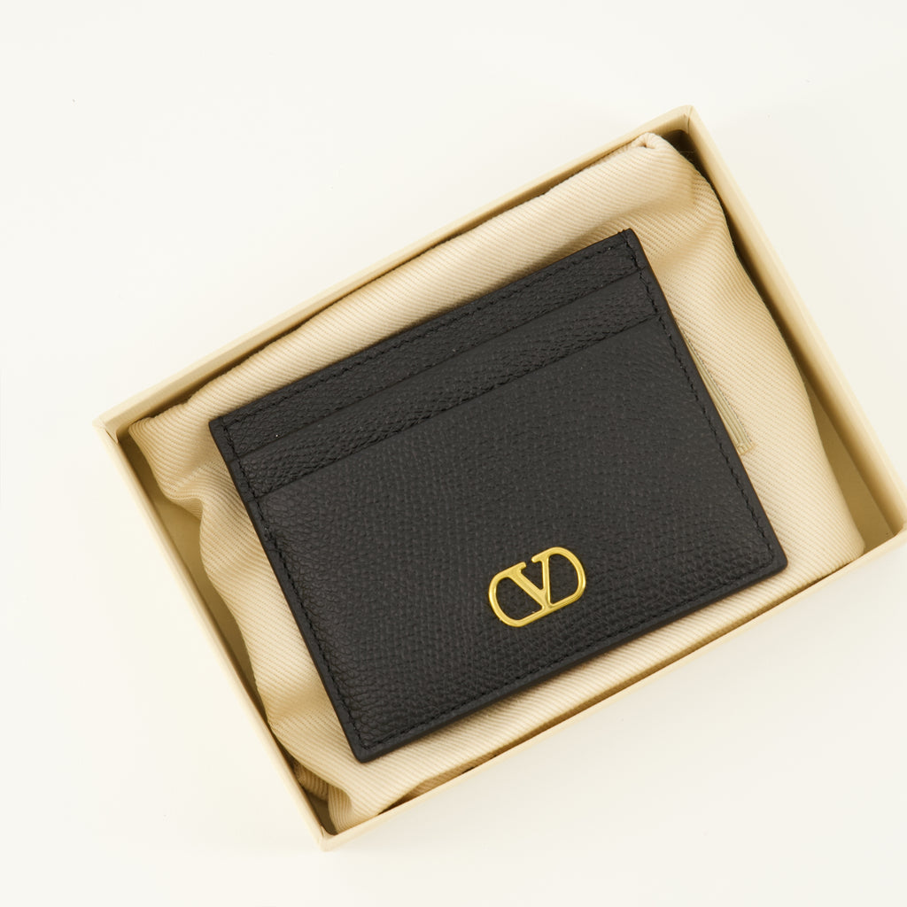 Petite maroquinerie VLogoカードホルダー ブラックレザー Valentino Garavani Noir Femme
