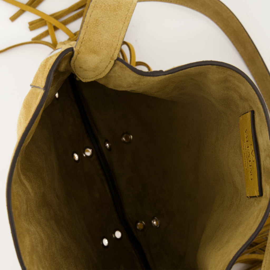 Sacs bandoulière Sac Nellcôte à franges Valentino Garavani Beige Femme