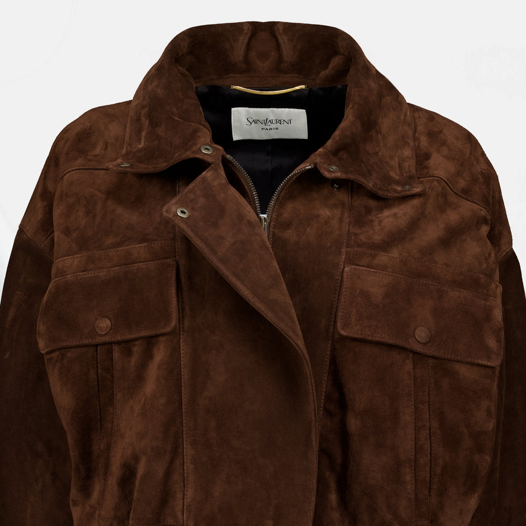 Manteaux Vintage braune Wildlederjacke Saint Laurent Marron Femme